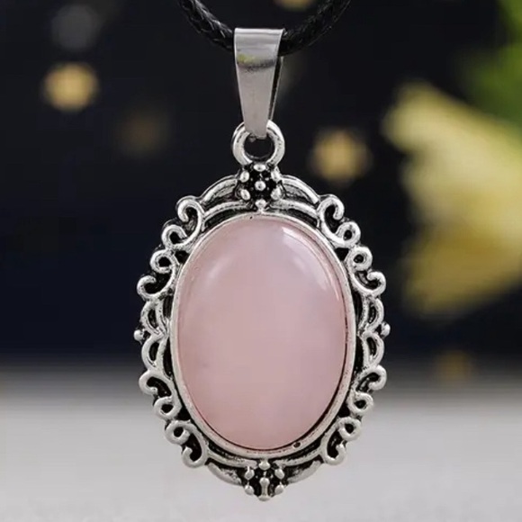 Jewelry - Rose Quartz Gemstone Crystal Pendant Necklace